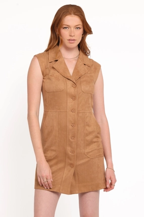 Xoey Suede Mini Dress - Camel Pure Stitch