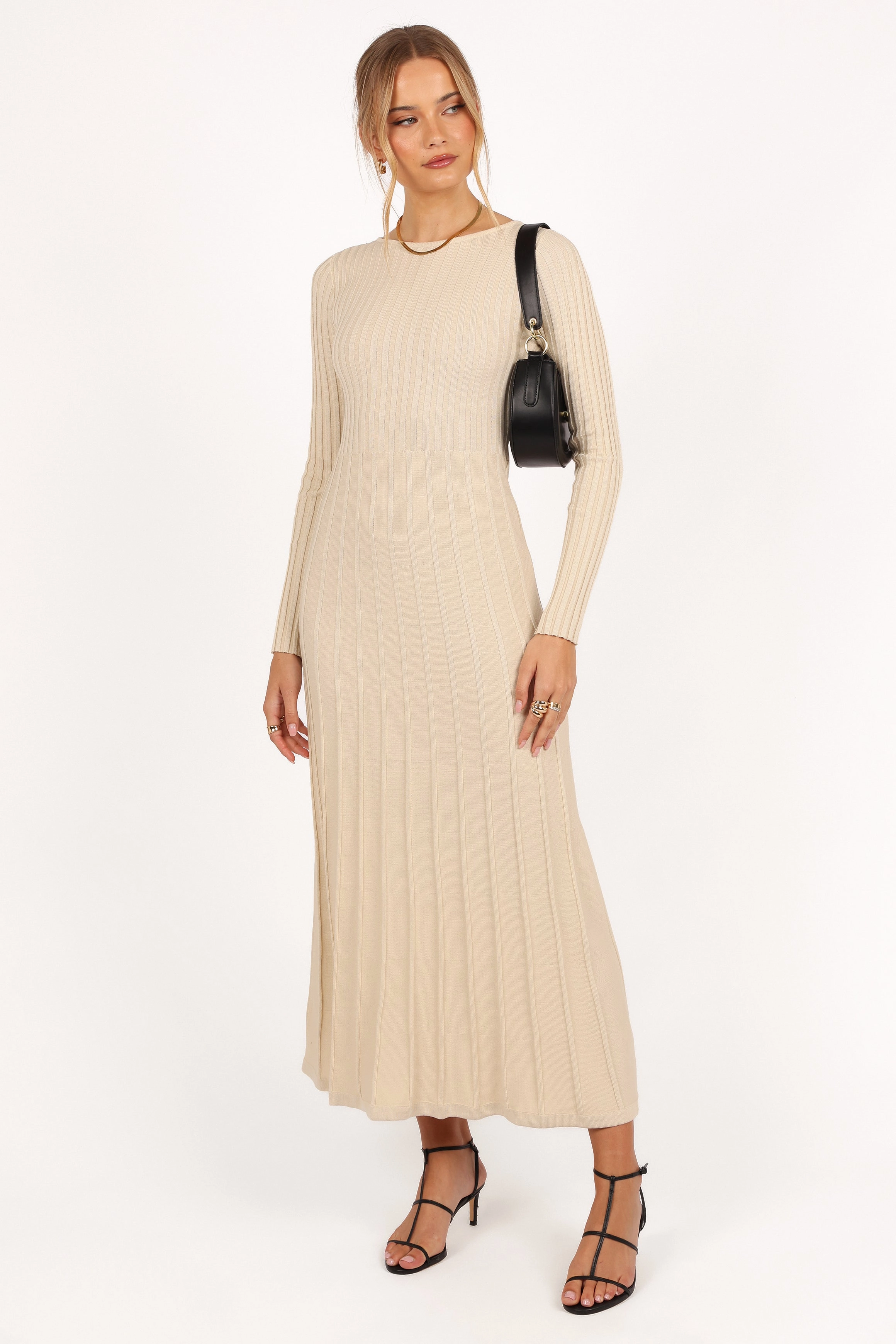 Alison Long Sleeve Maxi Dress - Cream Polished and Elegant