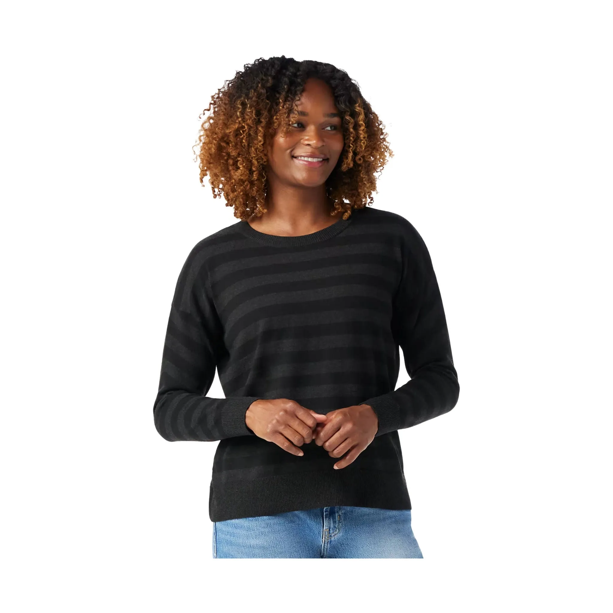 Smartwool Women's Edgewood Boyfriend Crew Sweater - Black Layered Look product tribal energy