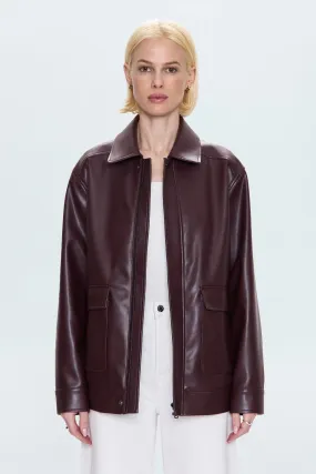 Valerie Faux Leather Bomber Jacket - Cabernet Thermal Retention Layer