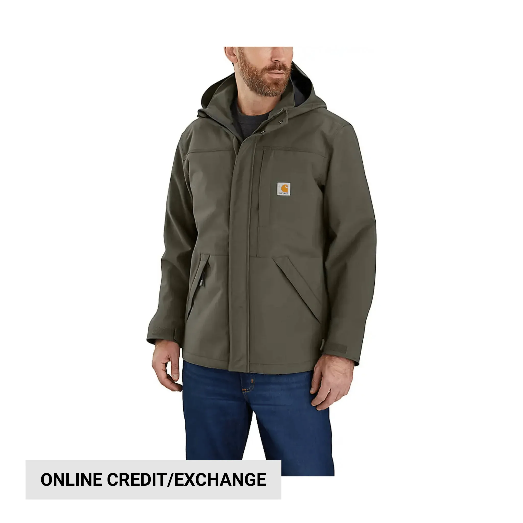 Sleek Casual Thermal Retention Layer Carhartt Men's Storm Defender Loose Fit Heavy Weight Rain Jacket - Moss