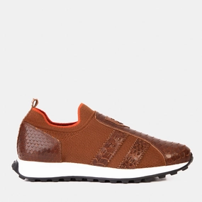 Home Comfort The Aslan Tan Knitted & Leather Men Sneaker