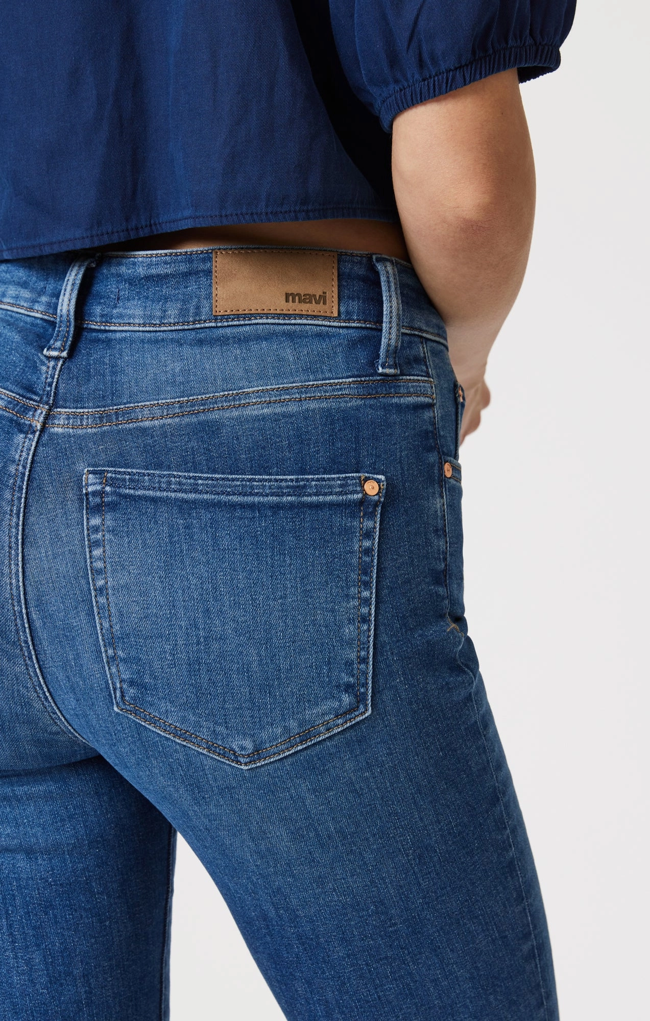 VIOLA STRAIGHT LEG IN MID BRUSHED FLEX BLUE Stylish Casual