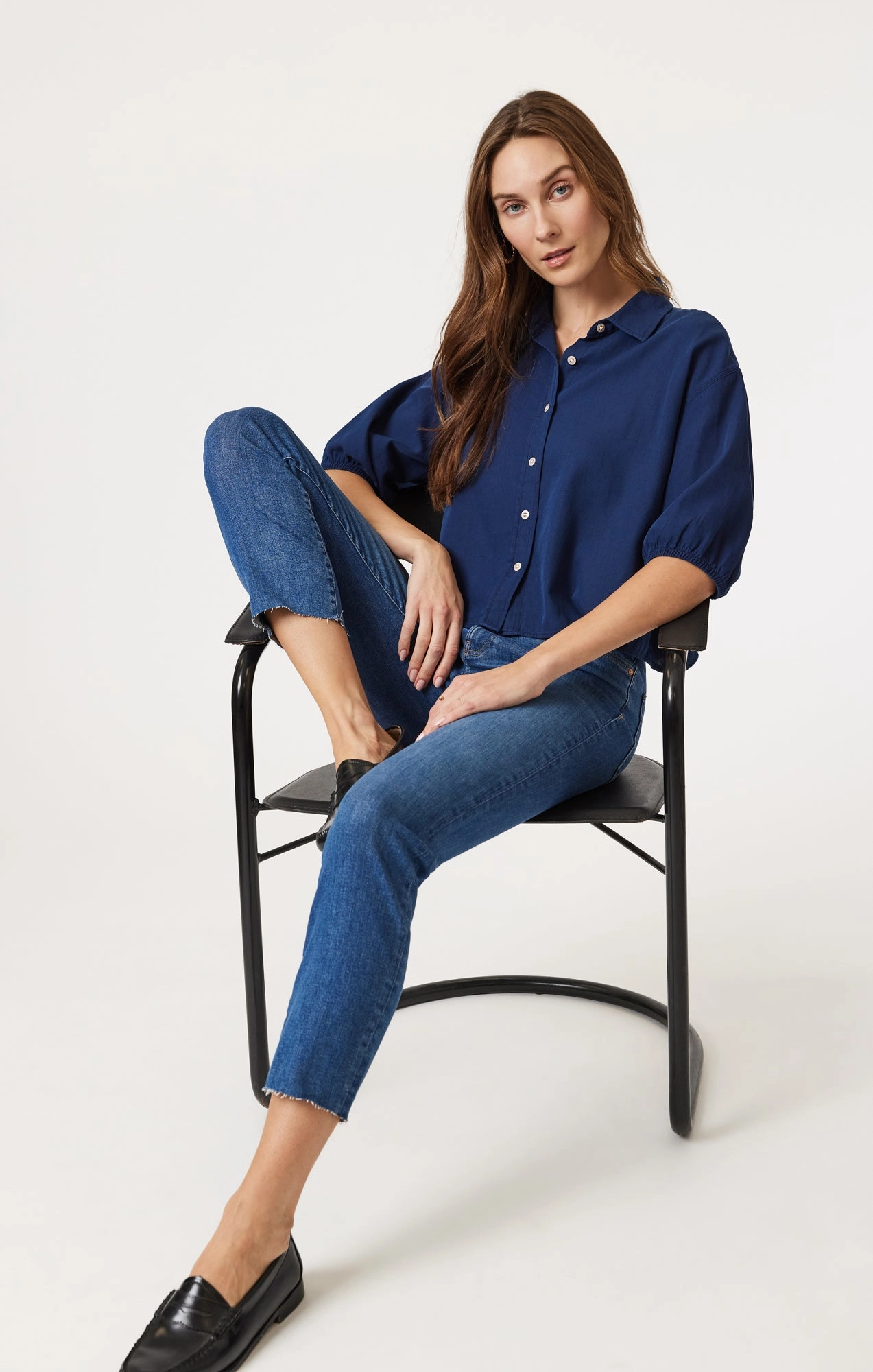 Spring Mood Party Look Classic Everyday Basic VIOLA STRAIGHT LEG IN MID BRUSHED FLEX BLUE