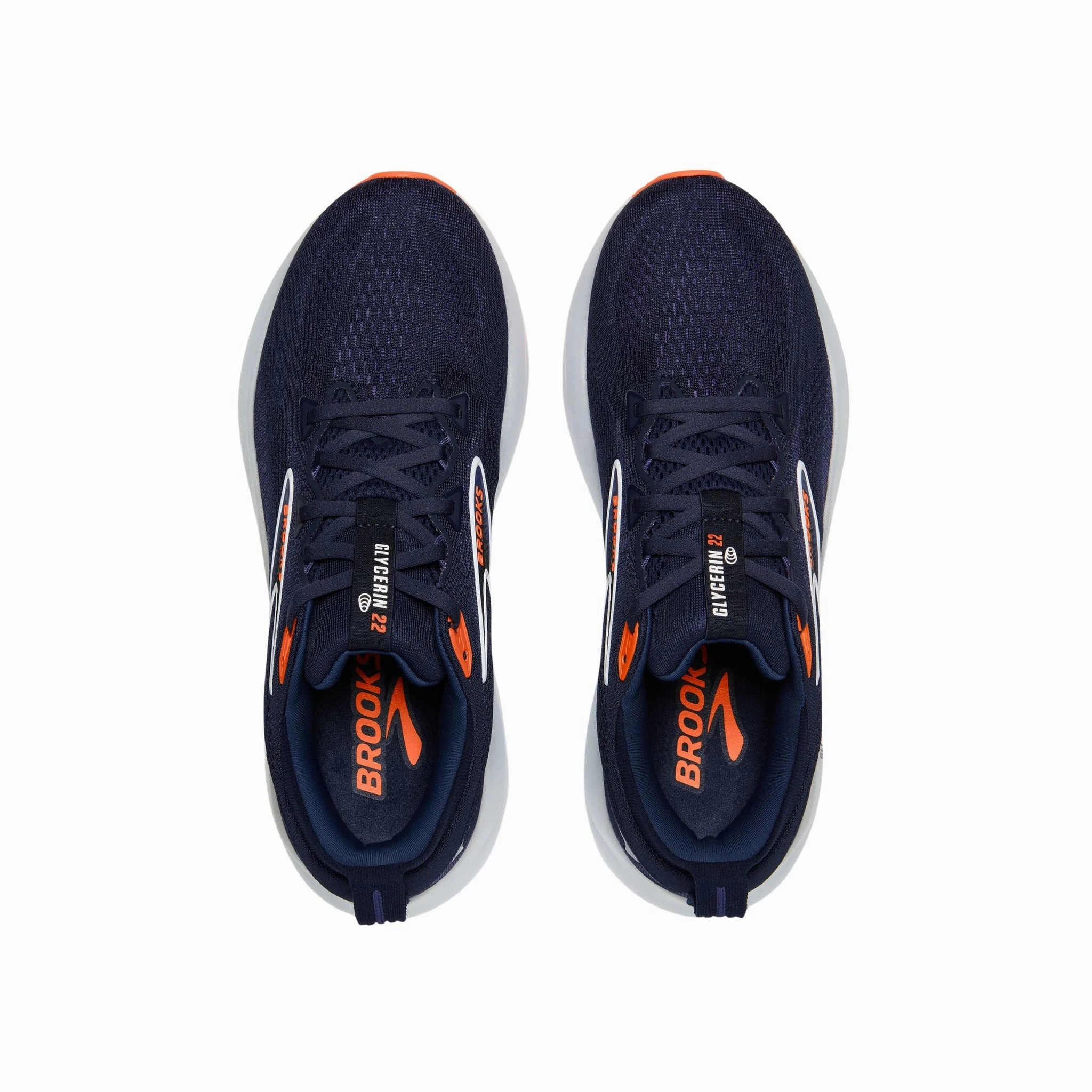 Easy On And Off Brooks Men's Glycerin 22 Road Running Shoes - Peacoat/Blue Ribbon/Orange