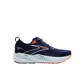 Breathable mesh design Padded Ankle Brooks Men's Glycerin 22 Road Running Shoes - Peacoat/Blue Ribbon/Orange