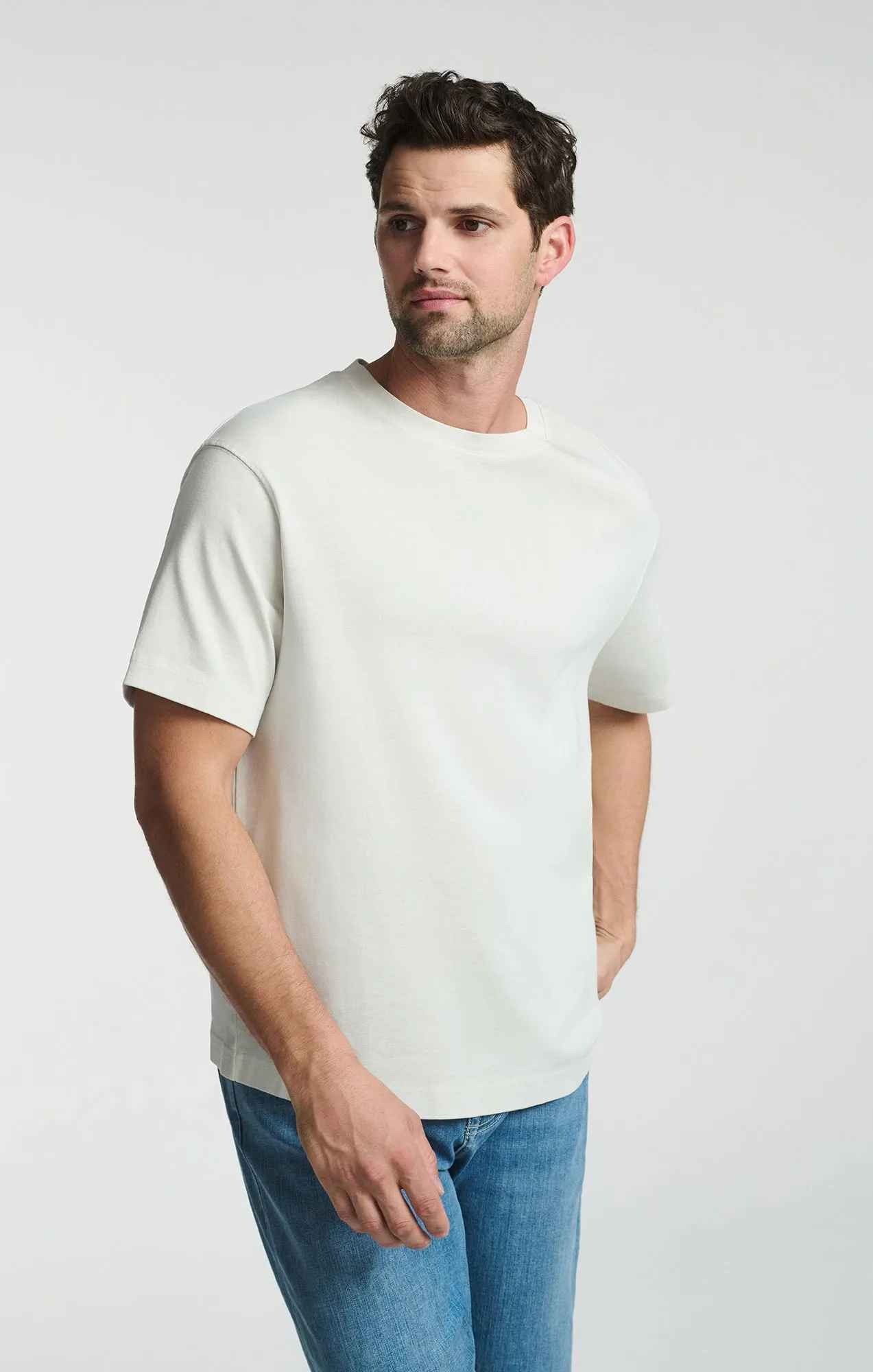 SHORT SLEEVE CREW NECK T-SHIRT IN FOGGY DEW EnhancedDurabilityFinish School spirit