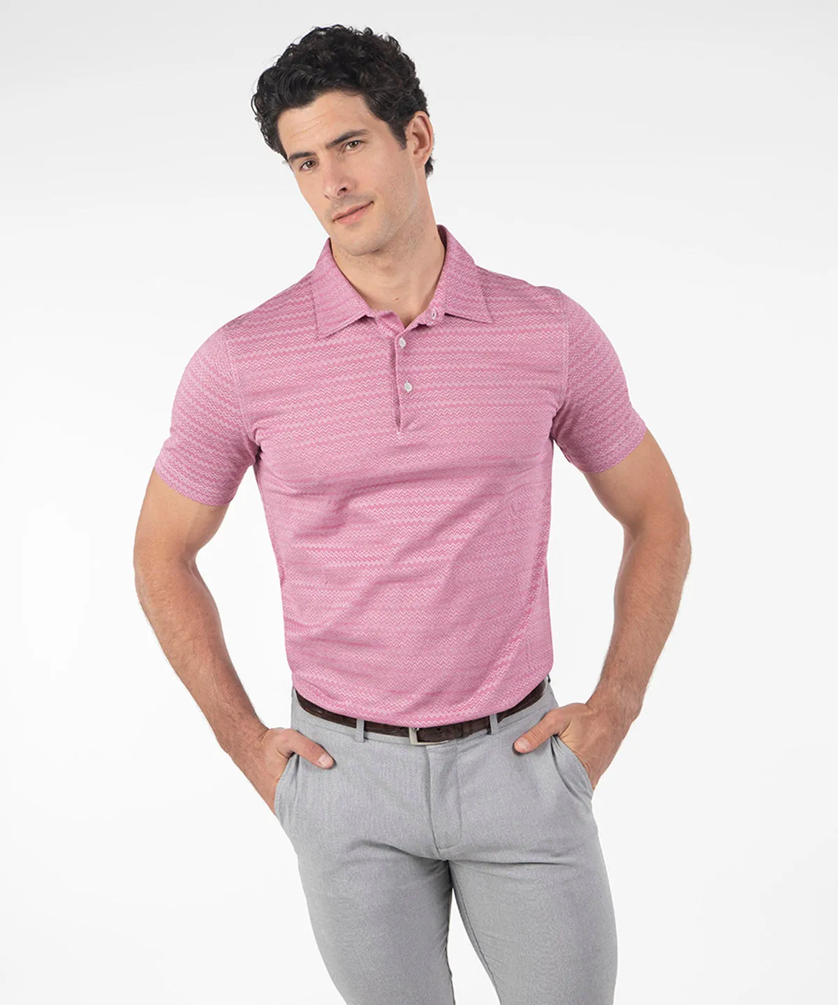 Heritage Varenna Chevron Jacquard Italian Cotton Short-Sleeve Polo Versatile Wear refined design