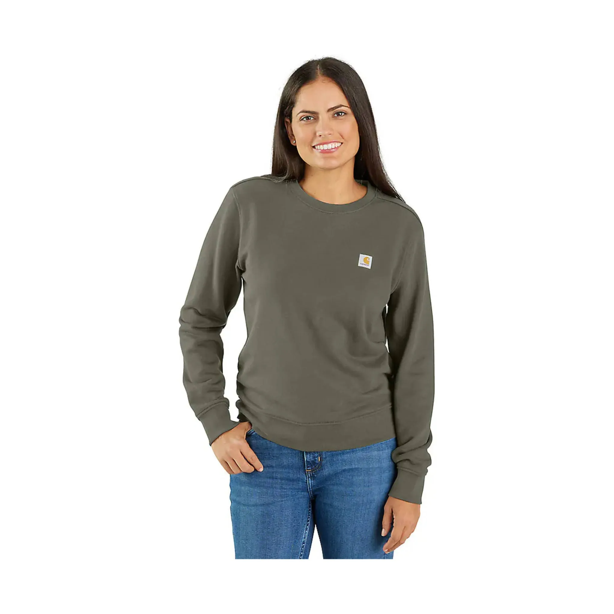 Indoor Wear Stretchy Carhartt Women's Tencel Fiber Series Relaxed Fit French Terry Crewneck Sweatshirt - Dusty Olive