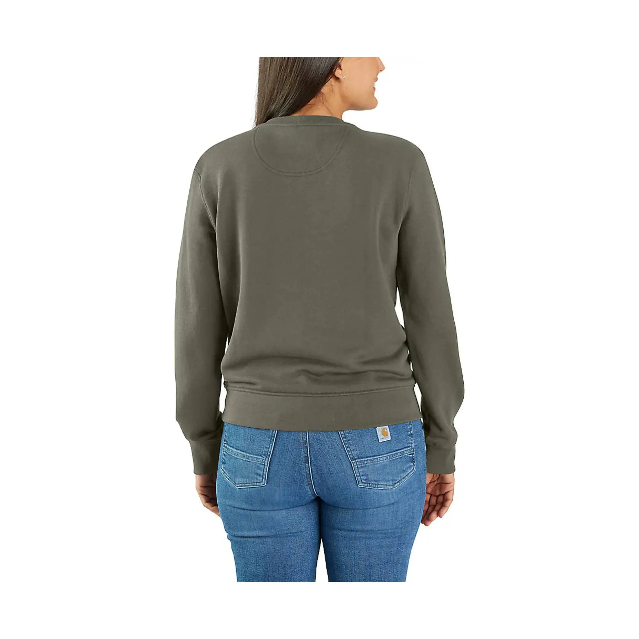 Carhartt Women's Tencel Fiber Series Relaxed Fit French Terry Crewneck Sweatshirt - Dusty Olive Chilly Day Outfit