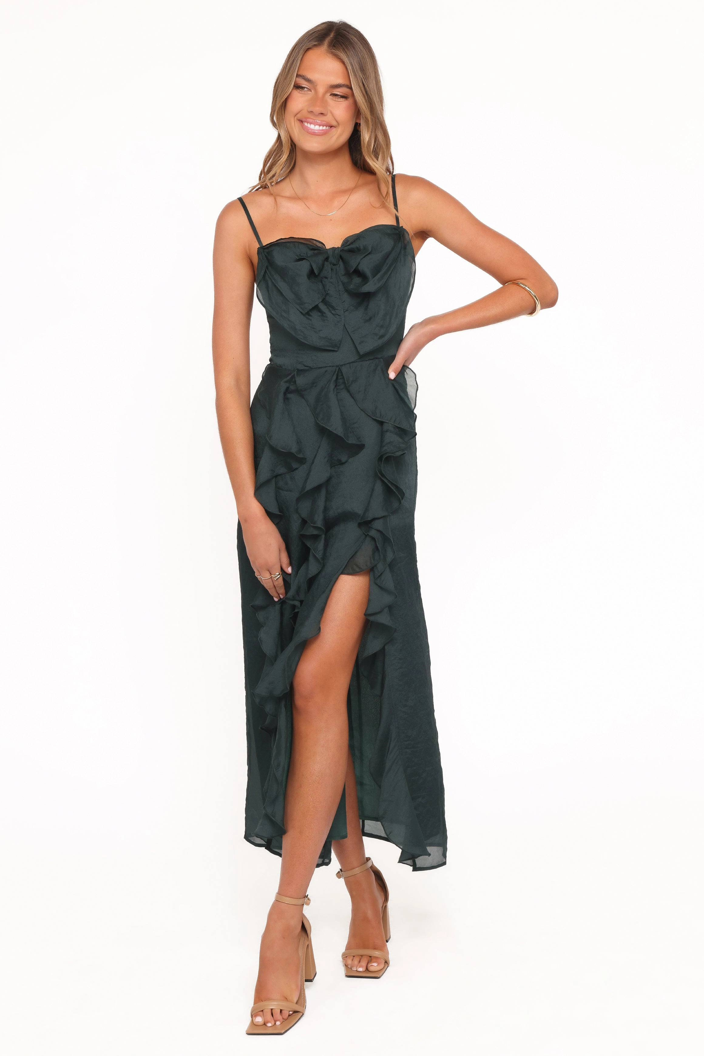 AntiFrayEdging Indoor Event Adelyn Midi Dress - Emerald