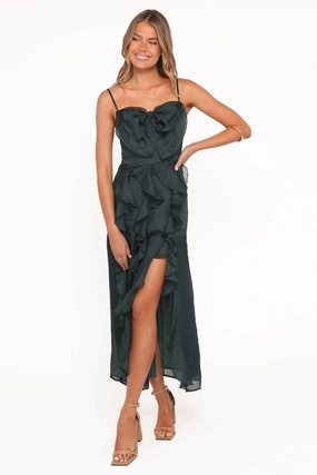 AntiFrayEdging Indoor Event Adelyn Midi Dress - Emerald