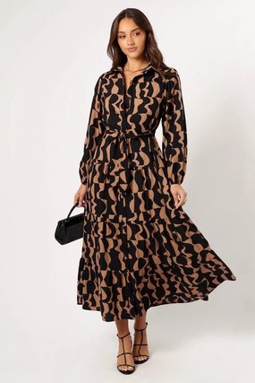 Relax Flex Lincoln Long Sleeve Maxi Dress - Black/Beige