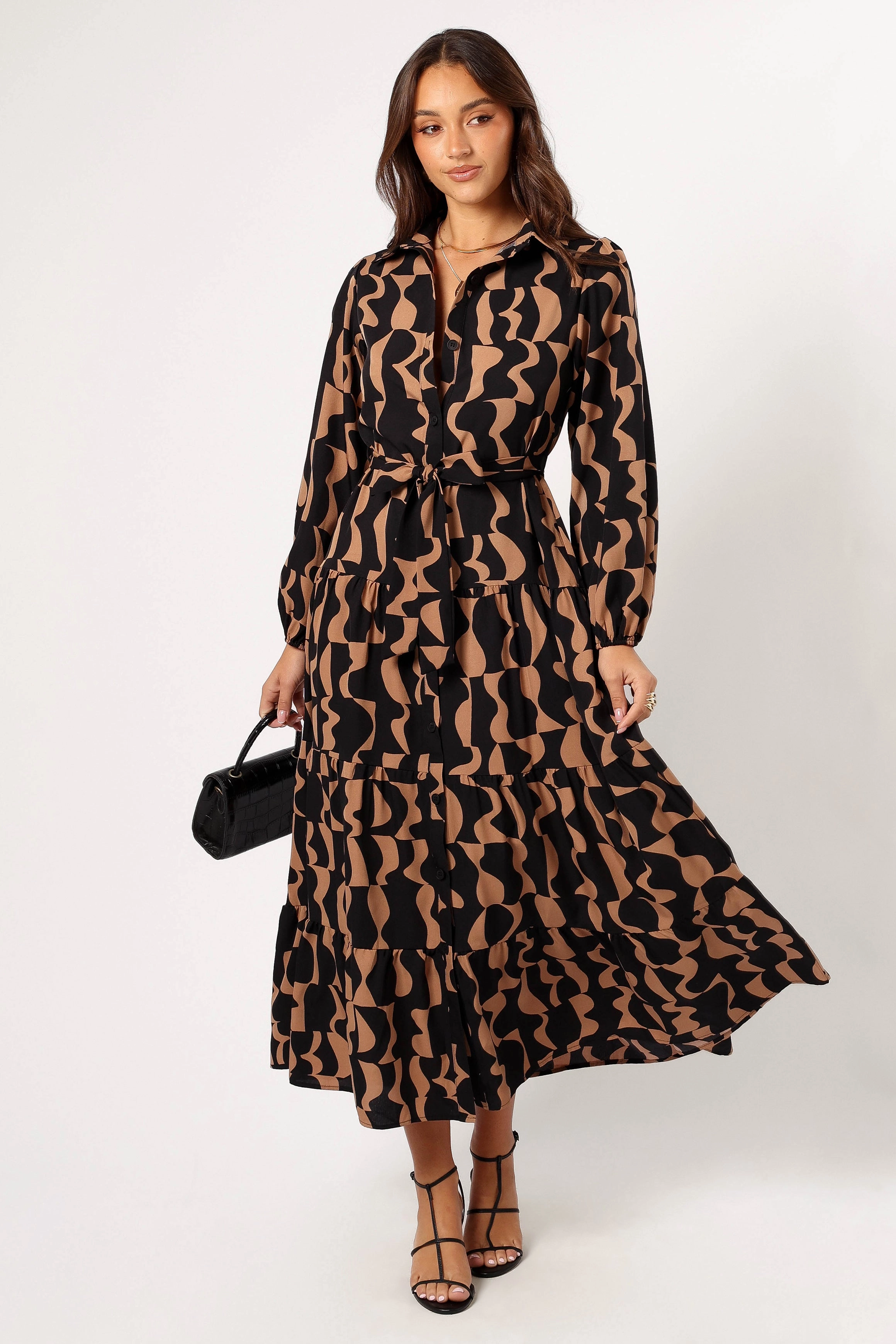 Relax Flex Lincoln Long Sleeve Maxi Dress - Black/Beige