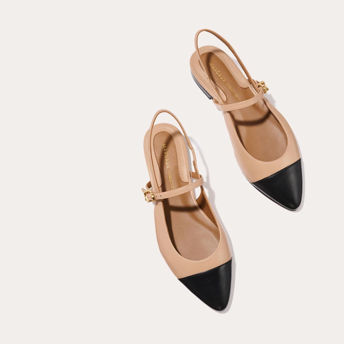 Sleek Footwear Soft Insole The Crosby Sling - Dune and Black Nappa