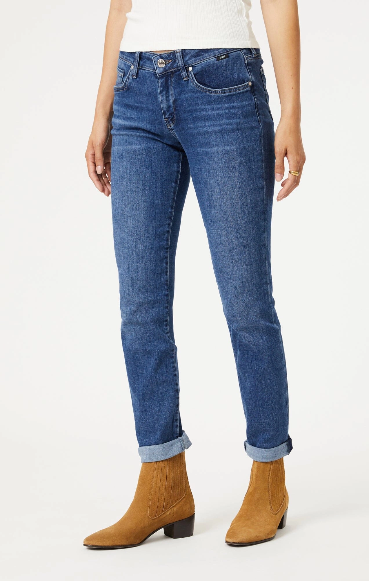 EMMA SLIM BOYFRIEND IN DARK BRUSHED FEATHER BLUE Sophisticated Look