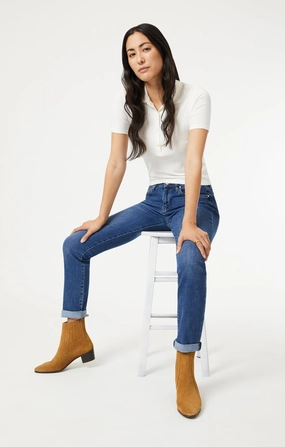 EMMA SLIM BOYFRIEND IN DARK BRUSHED FEATHER BLUE Active Touch Flattering Style