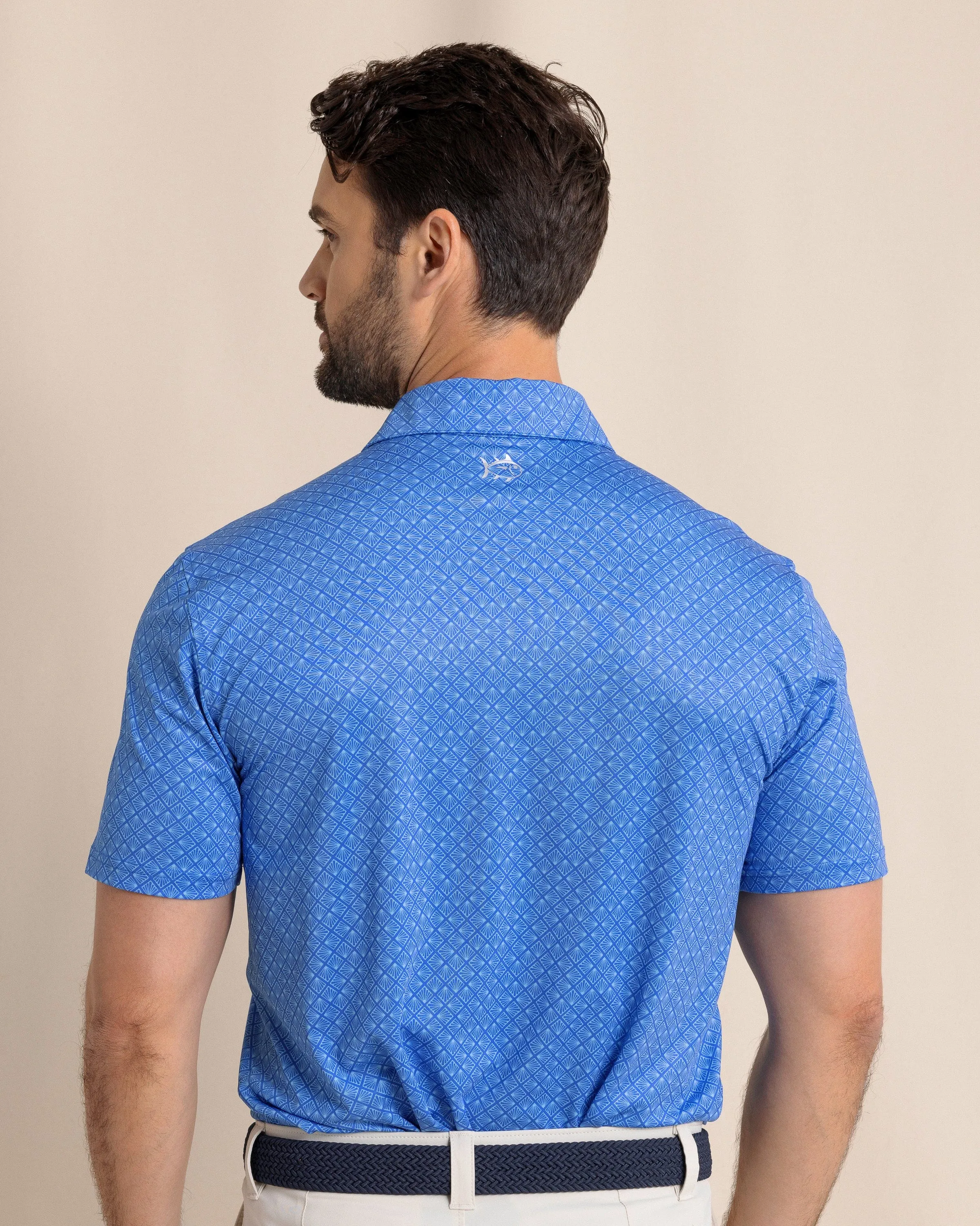 Premium Shirt Light Fit Driver Snazzy Scales Printed Polo - Dazzling Blue