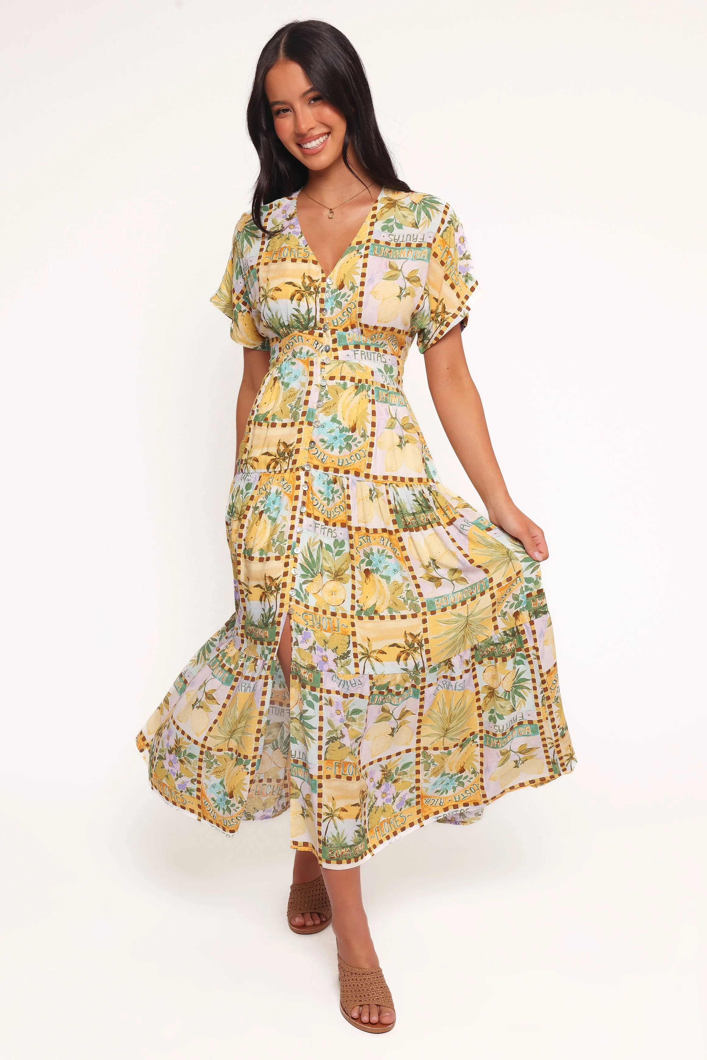 Fashion Daily Pleated design Sorrento Maxi Dress - Tropical Sun