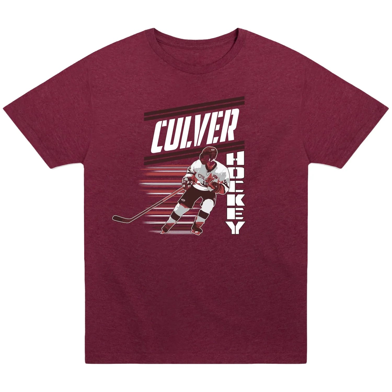 Hockey Sports Fan Tee - Heather Maroon elastic waistband Premium Cotton
