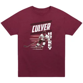 Hockey Sports Fan Tee - Heather Maroon elastic waistband Premium Cotton