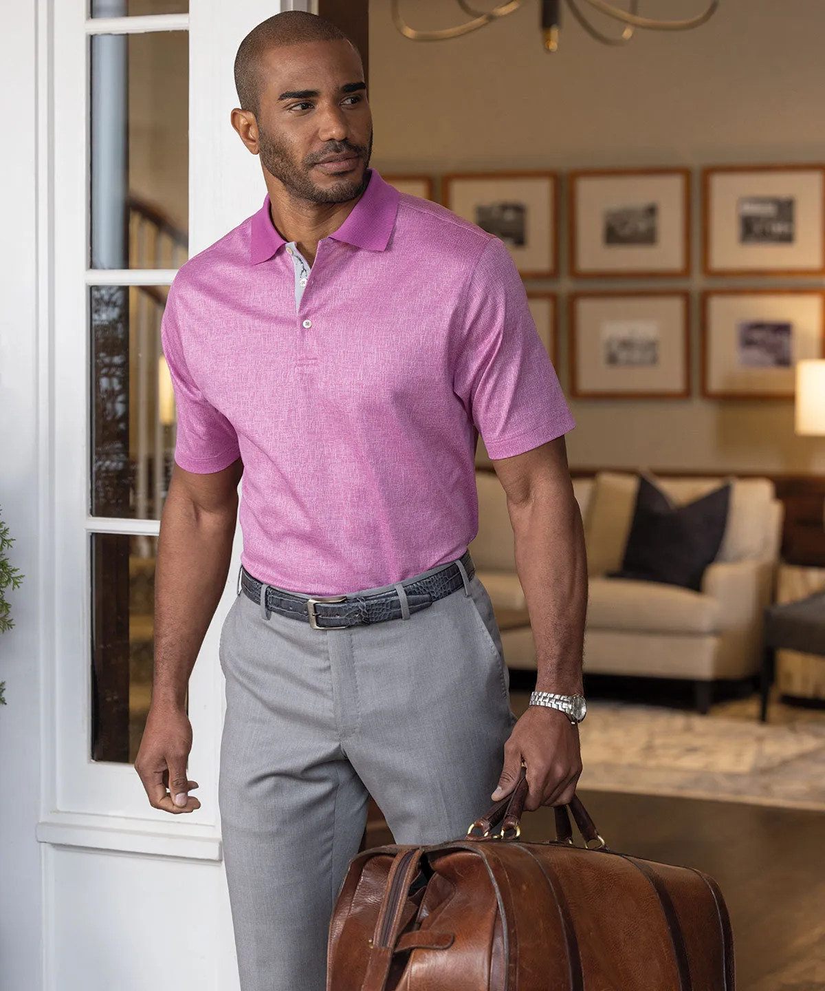 Heritage Italian Cotton Jacquard Polo Shirt Outdoor Comfort