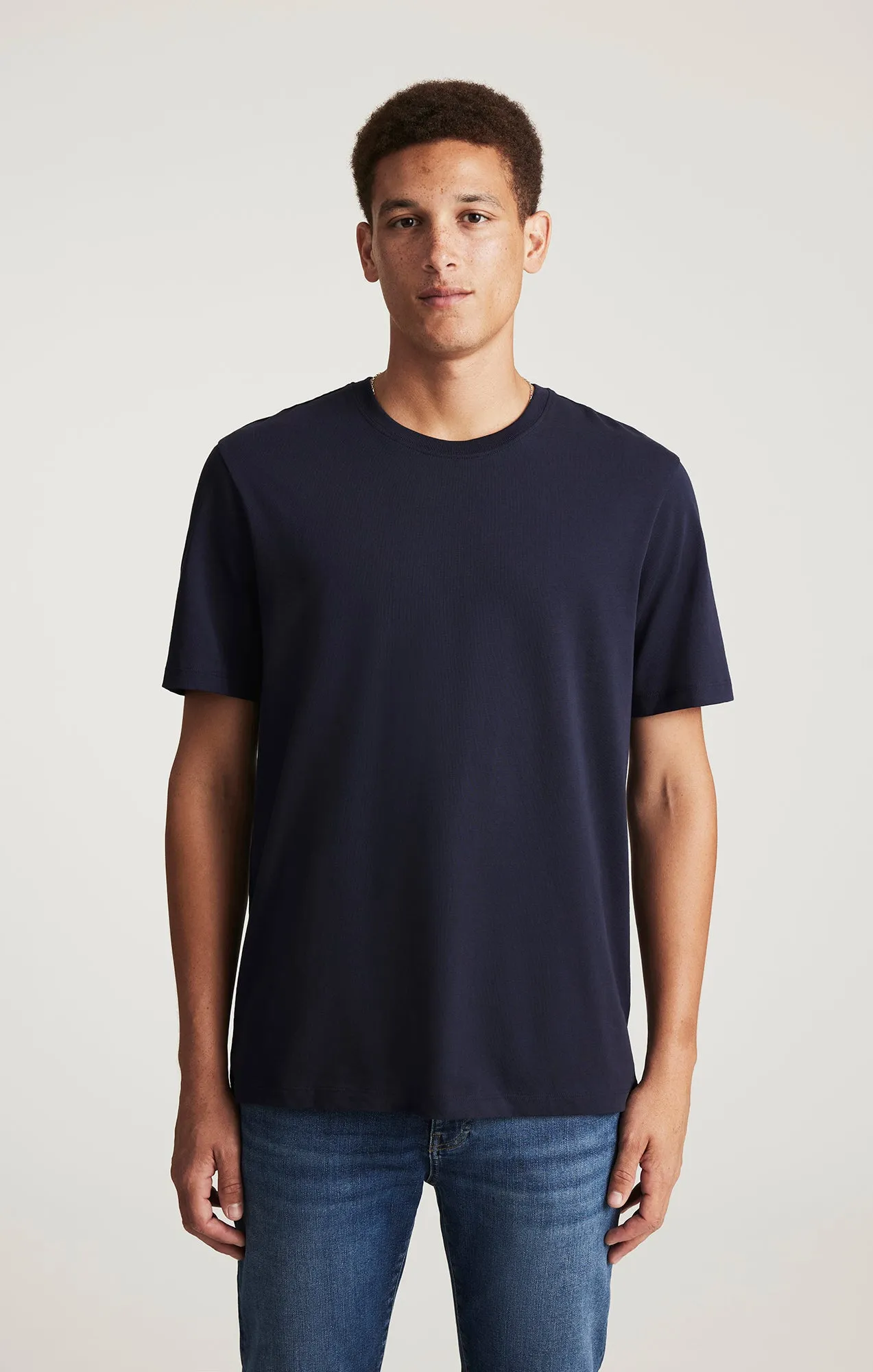 SHORT SLEEVE CREW NECK T-SHIRT IN BARITONE BLUE Stylish Day Wear Breathable Layer Fit