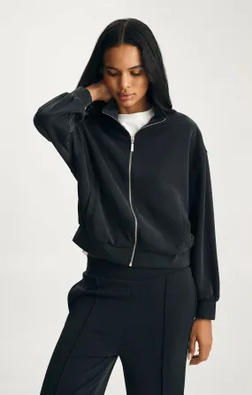 SPORTY LUXE TENCEL? FULL ZIP SWEATSHIRT IN BLACK Comfort Layer