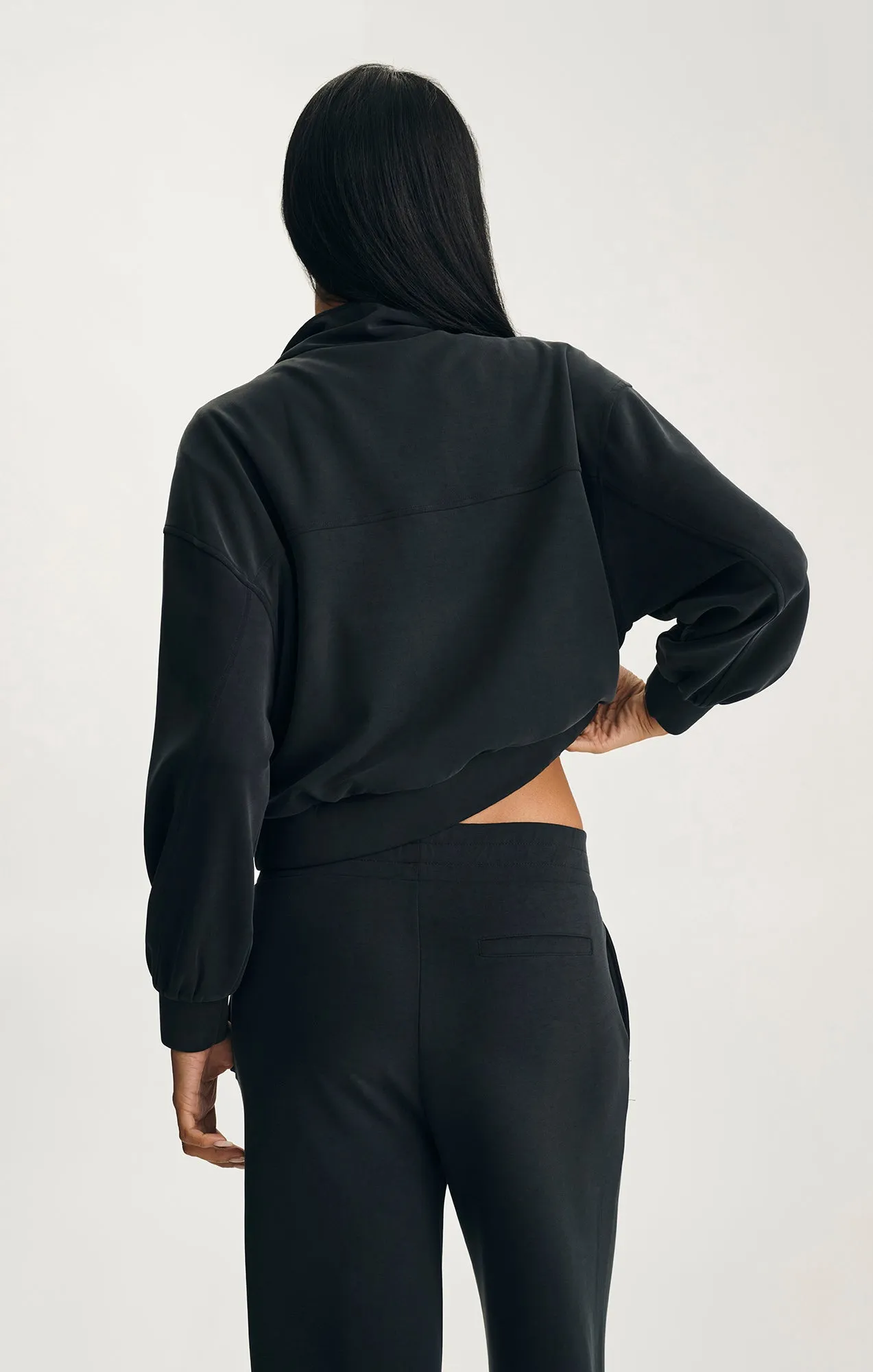 SPORTY LUXE TENCEL? FULL ZIP SWEATSHIRT IN BLACK Comfy Comfort