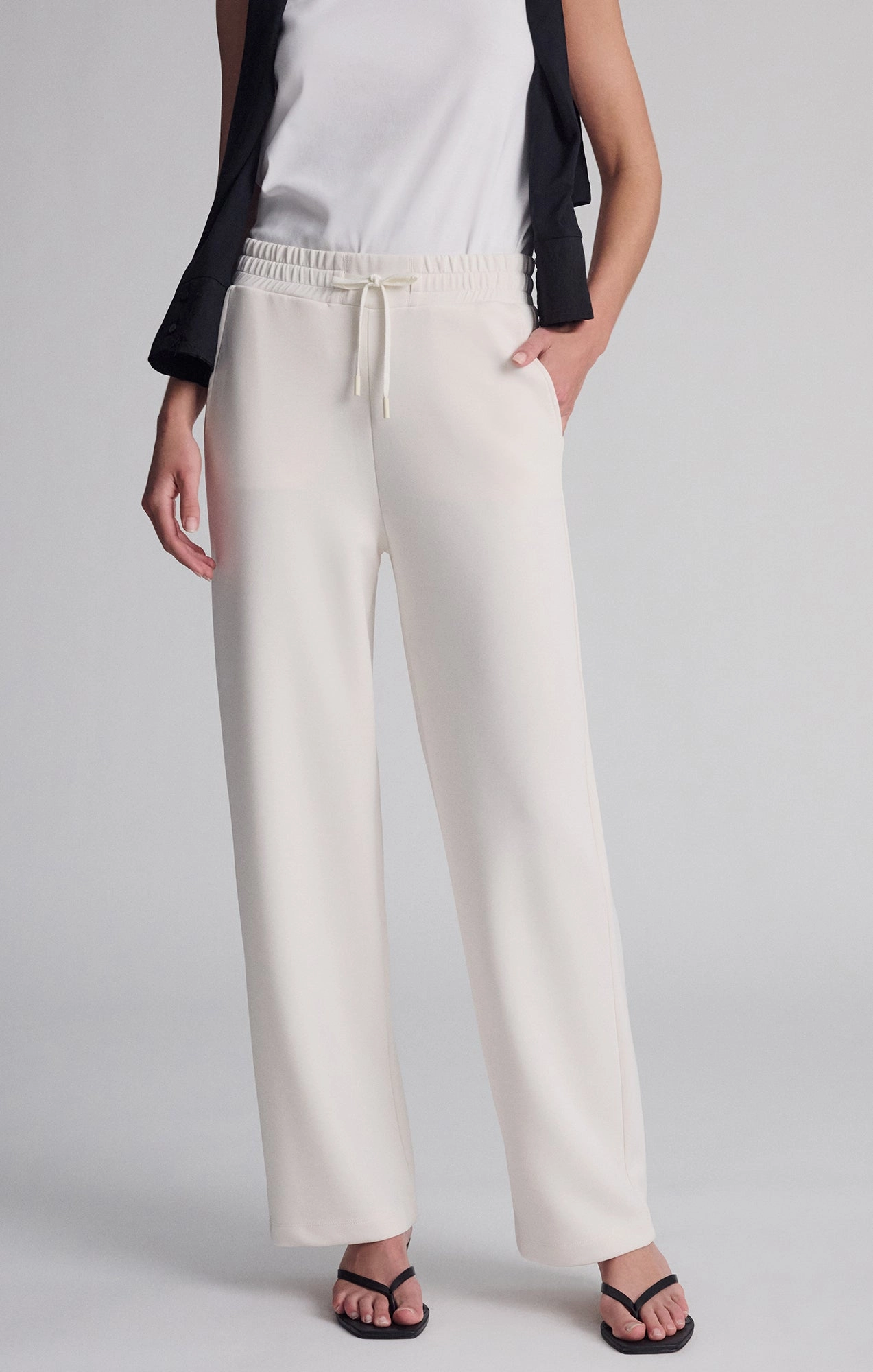 Low Maintenance Double Layered Hem SPORTY LUXE TENCEL? PANTS IN COCONUT MILK