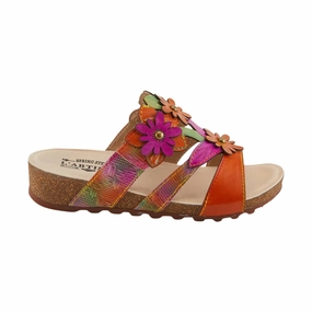 Comfortable Open-toe Shoes Street Walk Spring Step L'artiste Women's Lavonda Sandals - Orange Multi