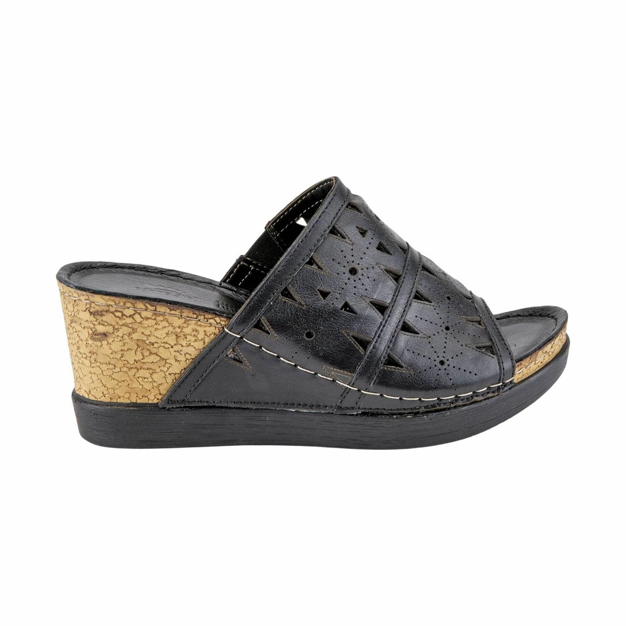 Pressure Relief Grid Design Spring Step Women's Fusawedge Sandals - Black