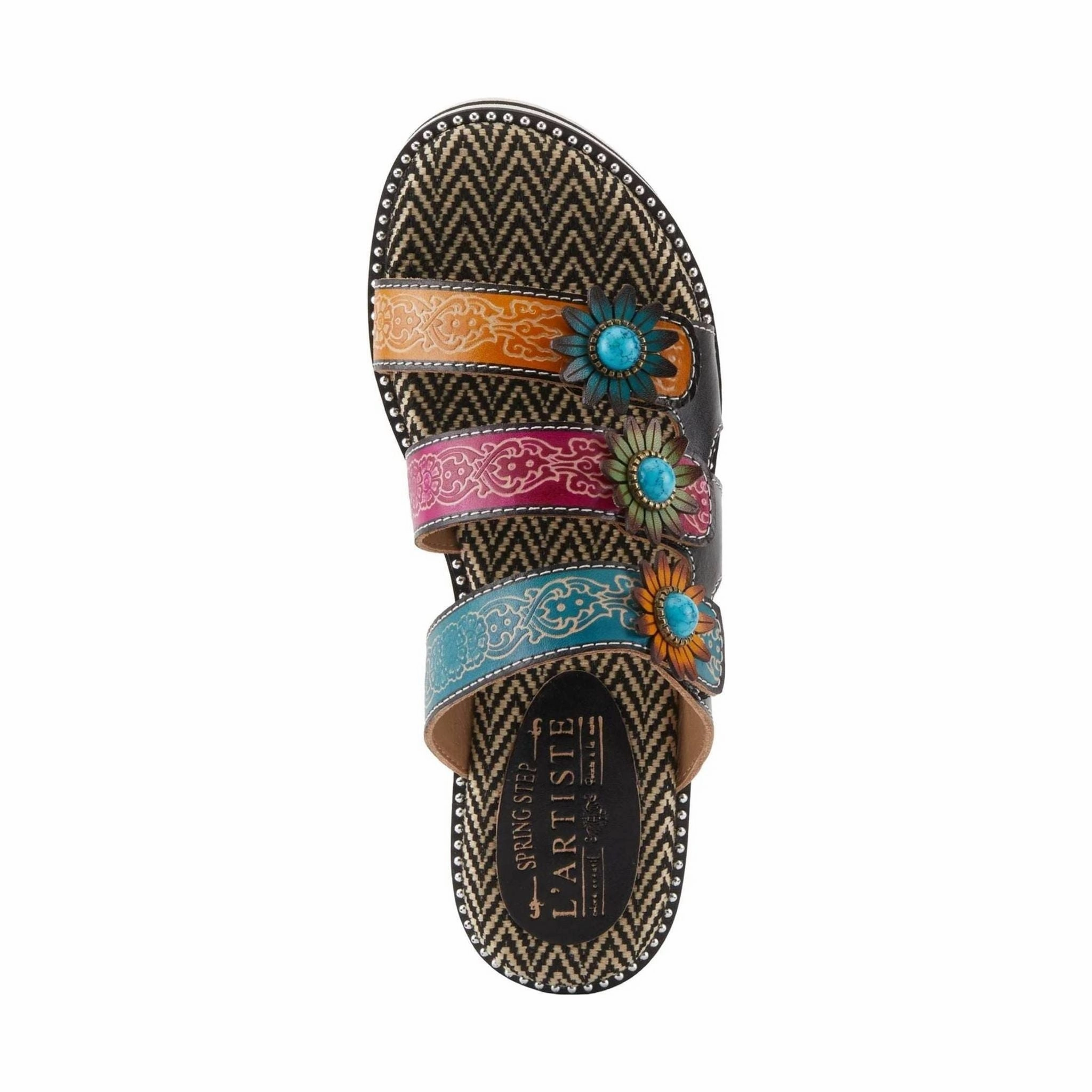 Spring Step Women's L'artiste Maryse Sandals - Black Multi Open Toe Design