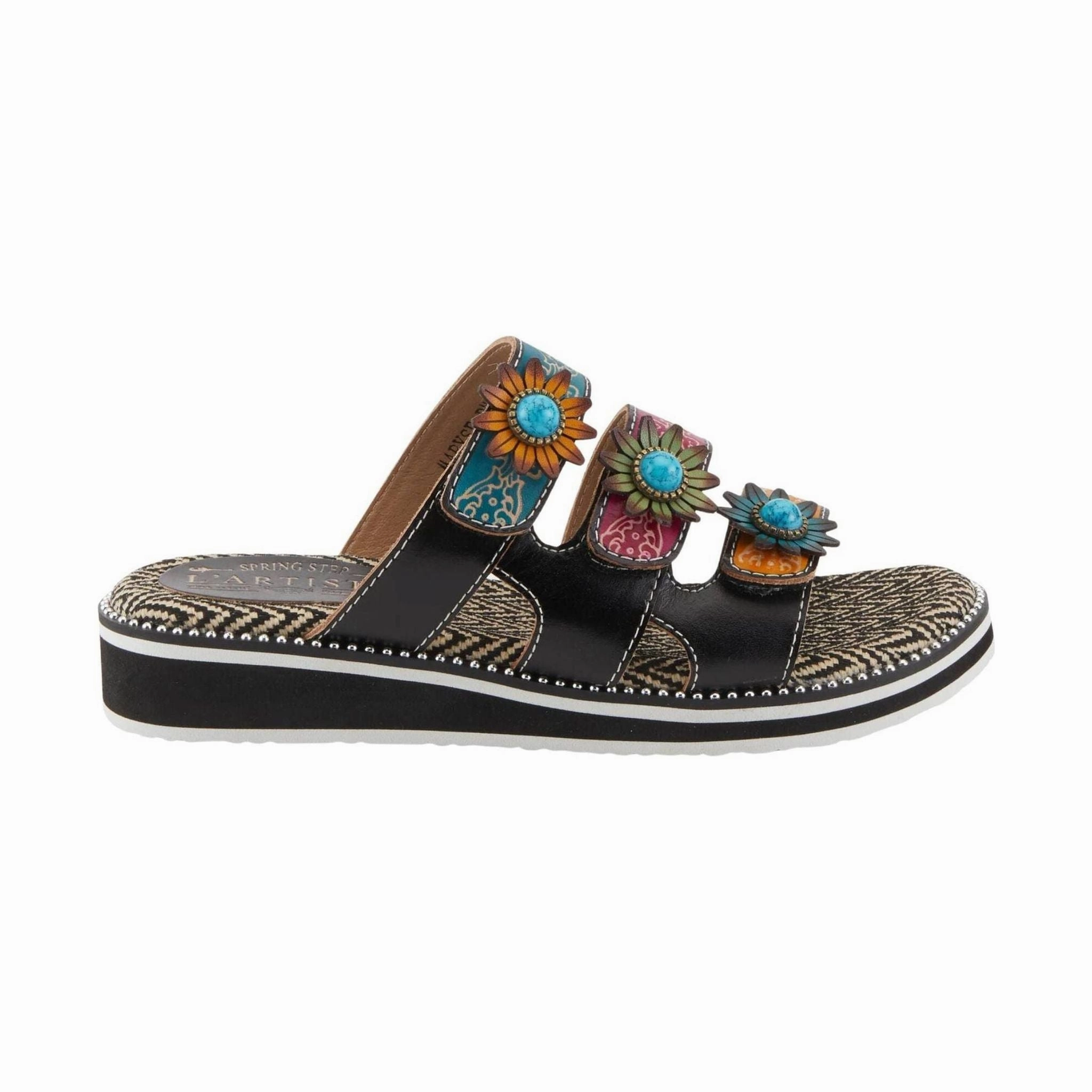 Compression Molded Base On-the-Go Fit Spring Step Women's L'artiste Maryse Sandals - Black Multi
