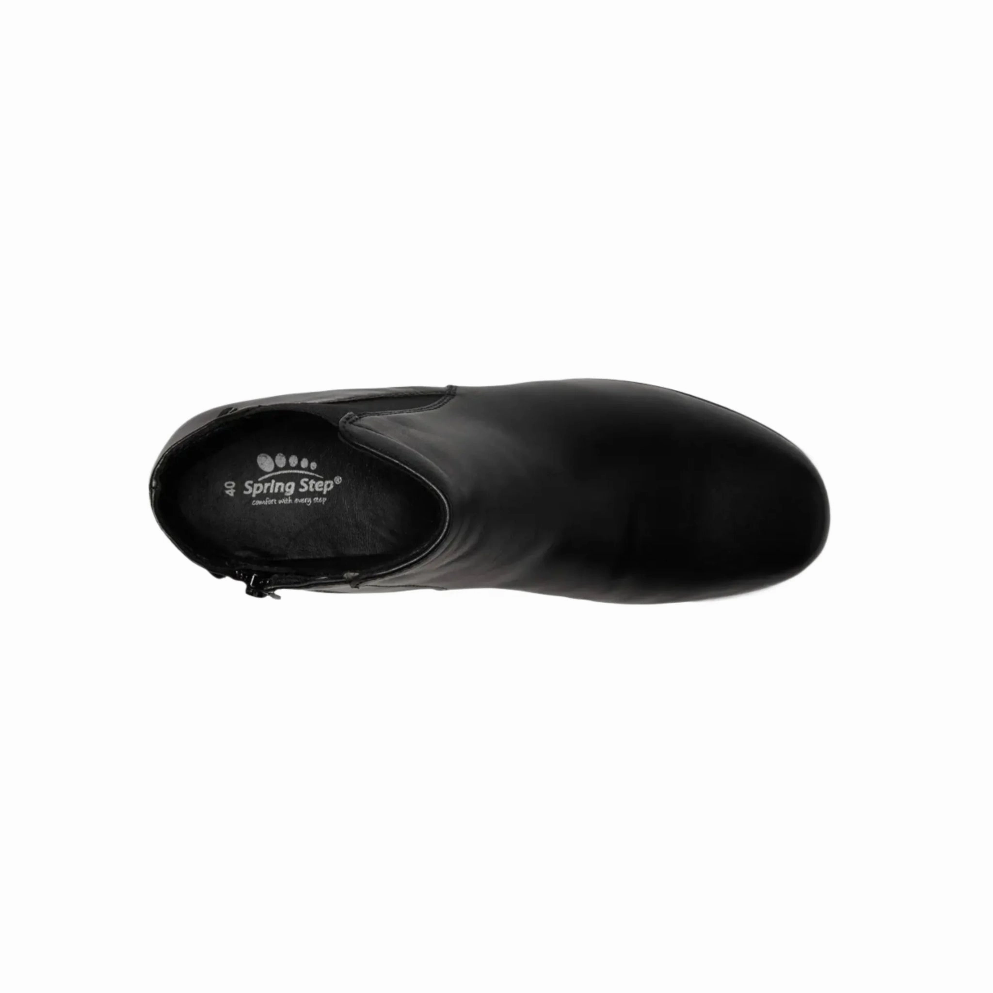 Spring Step Women's Leather Wedge Apso Boots - Black Motor Edge Feather Light Work Commute