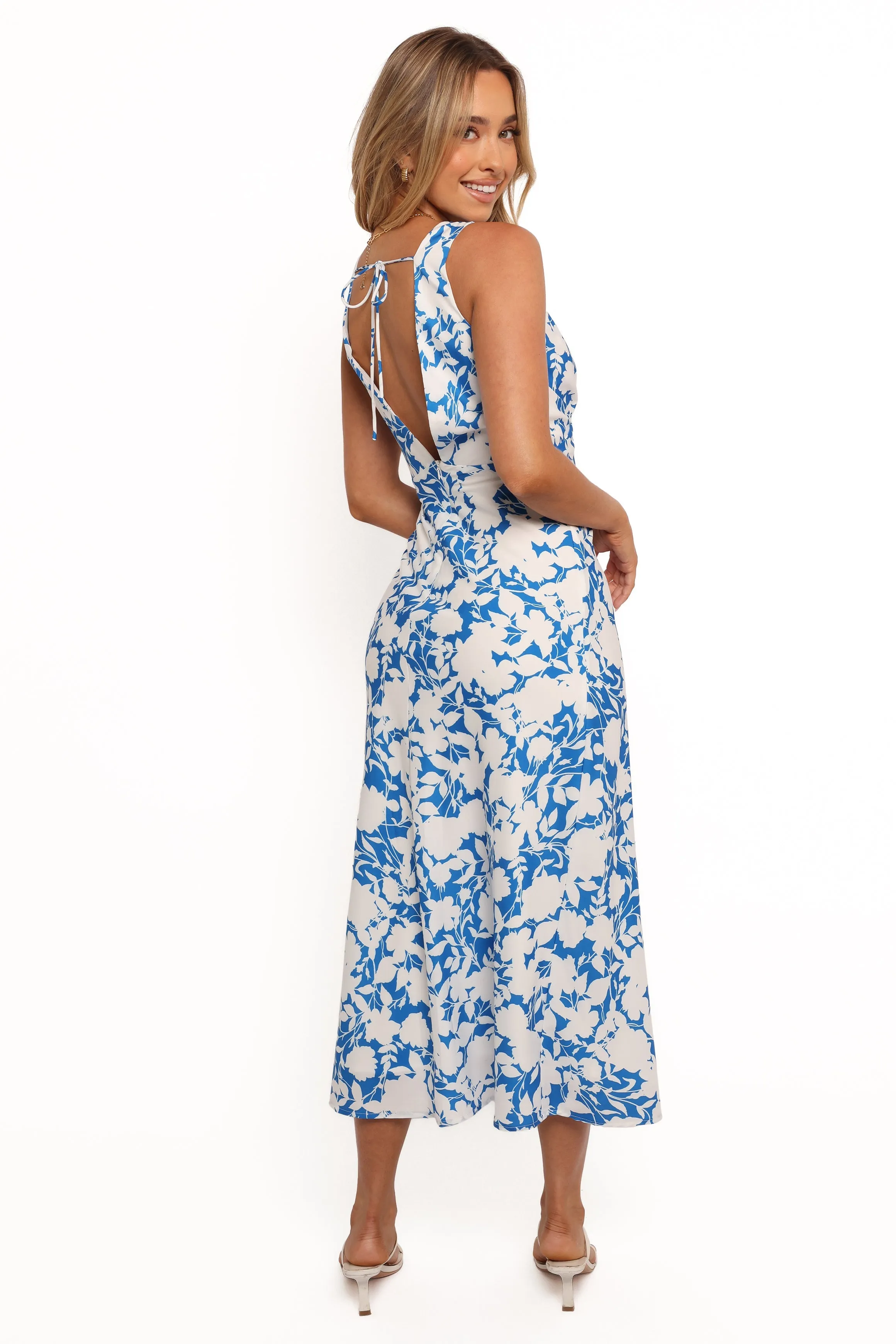 Caia Maxi Dress - Blue Floral Open Back animal-print