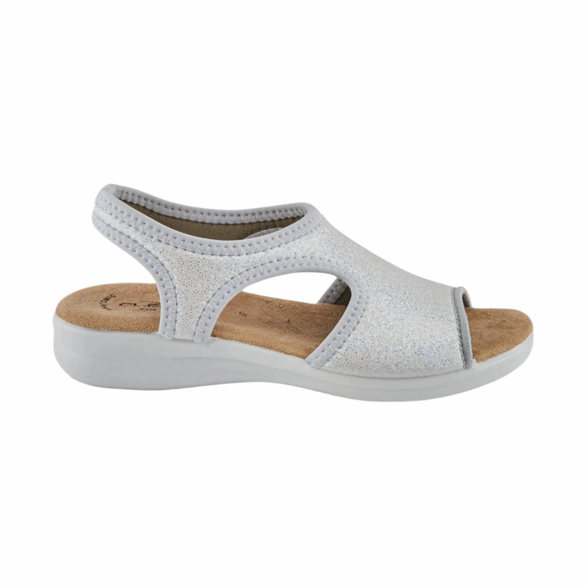 Flexus Women's Nyaman Pindott Sandal - Silver Recyclable Packaging Certified