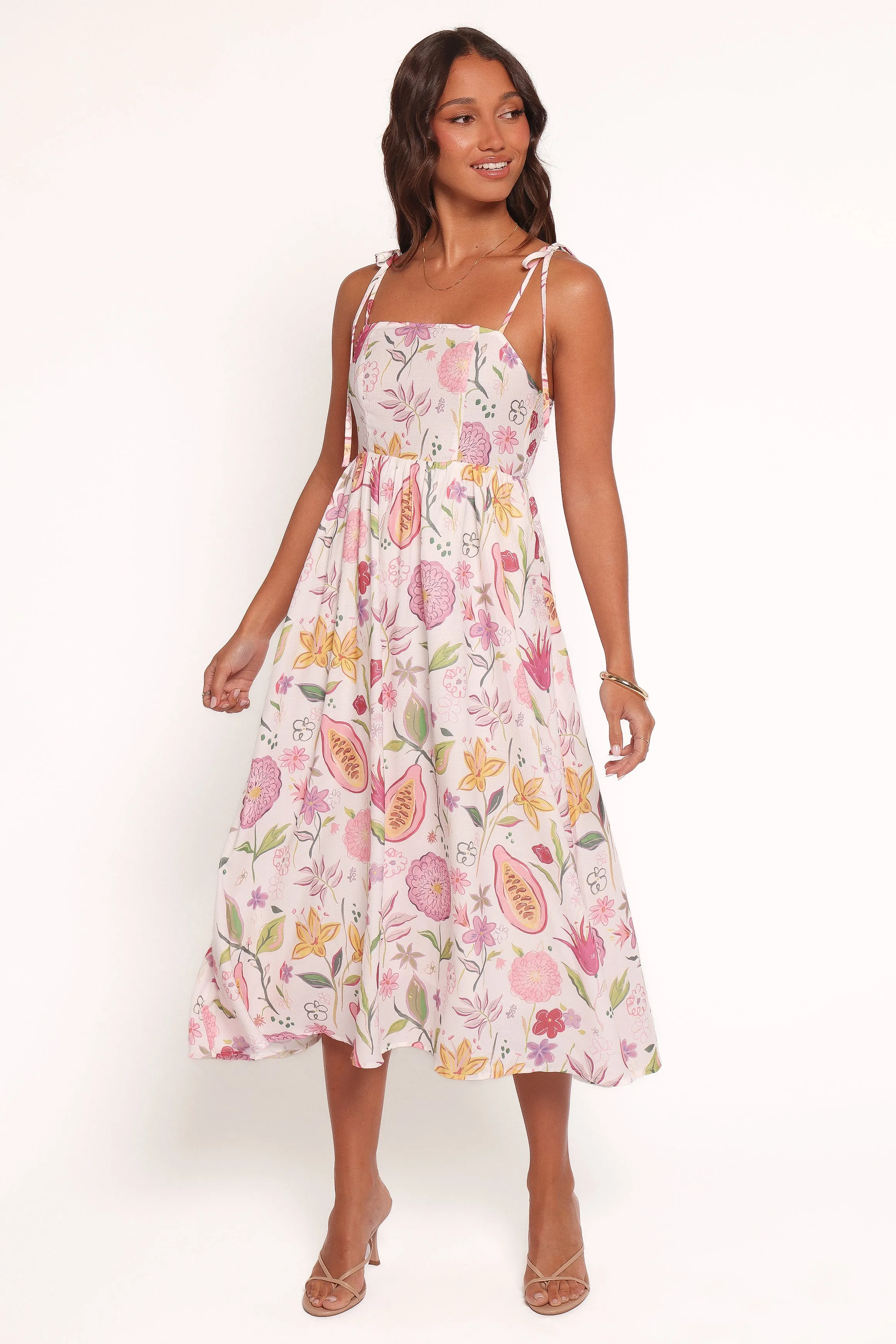 Casual and Smart Evening-Wear Stazie Midi Dress - Garden Floral