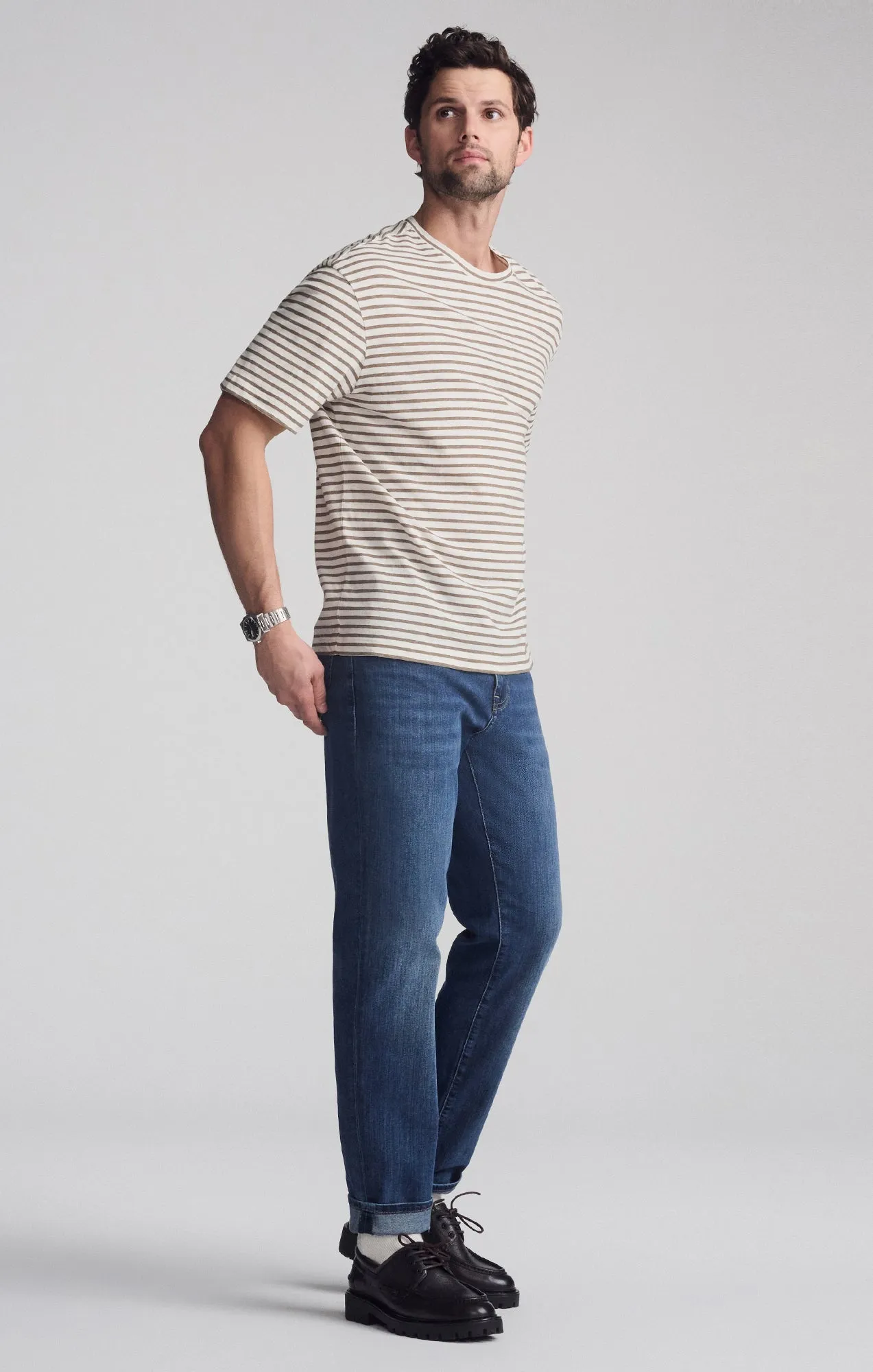 Reversible Design Concept quick dry STRIPED SHORT SLEEVE T-SHIRT IN BRINDLE