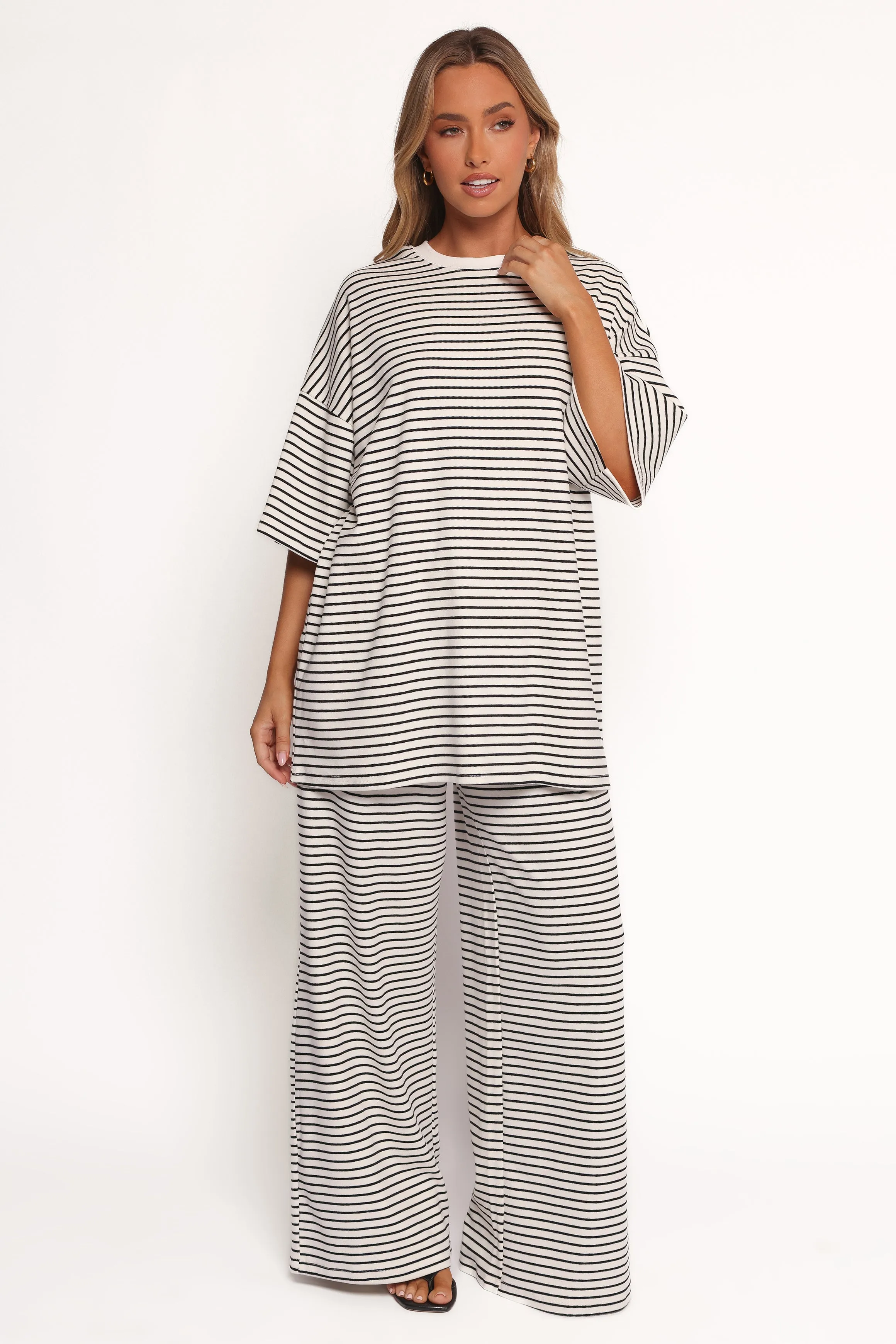 Wilda Oversized Tee - White Black Stripe AthleticInspired