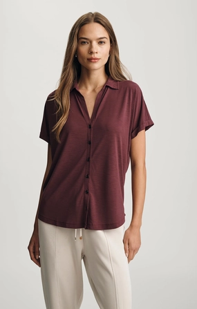 LUXE TOUCH TENCEL? BUTTON-UP T-SHIRT IN SASSAFRAS Relaxed Wear Fit