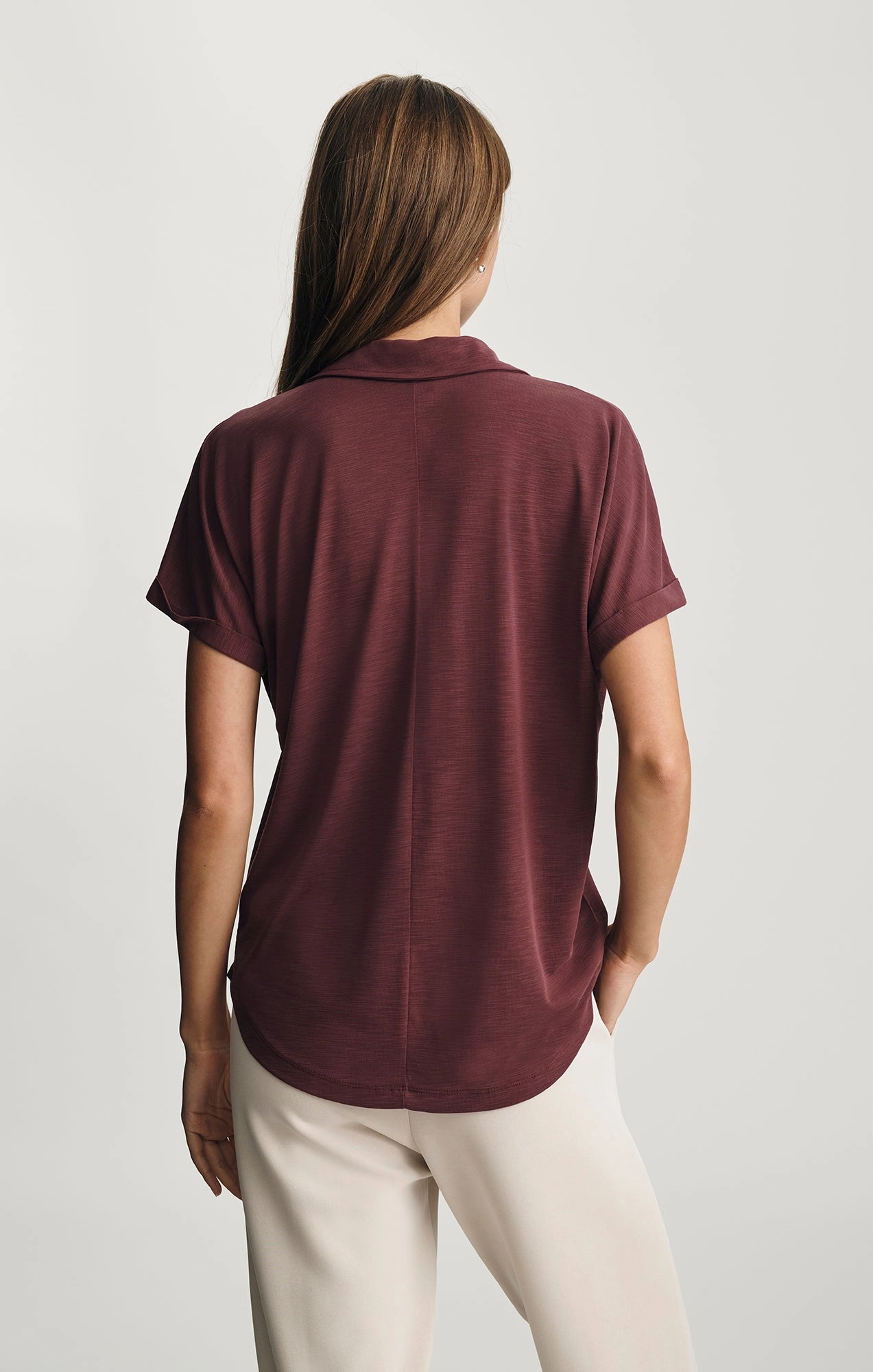 Chafe Free Armhole Cold Wash Optimized LUXE TOUCH TENCEL? BUTTON-UP T-SHIRT IN SASSAFRAS