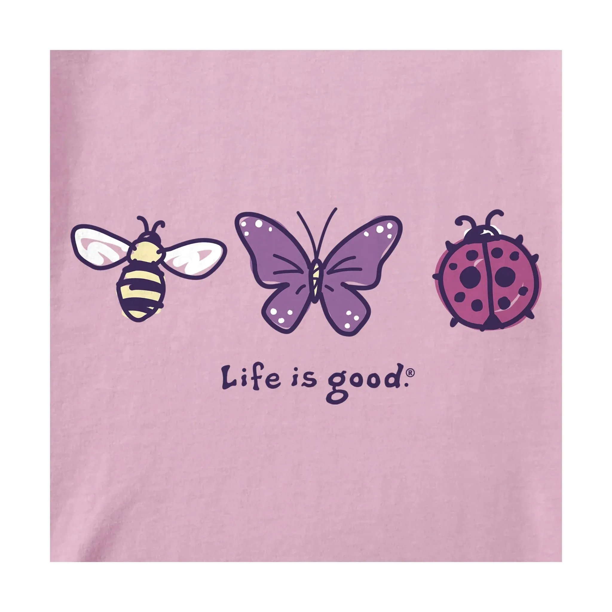Life Is Good Women's Three Insects Short Sleeve Crusher Vee - Violet Purple Lightweight Jacket