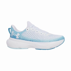 Light Reflective Flexible Upper Under Armour Women's Infinite Running Shoes - White/Ether Blue/White