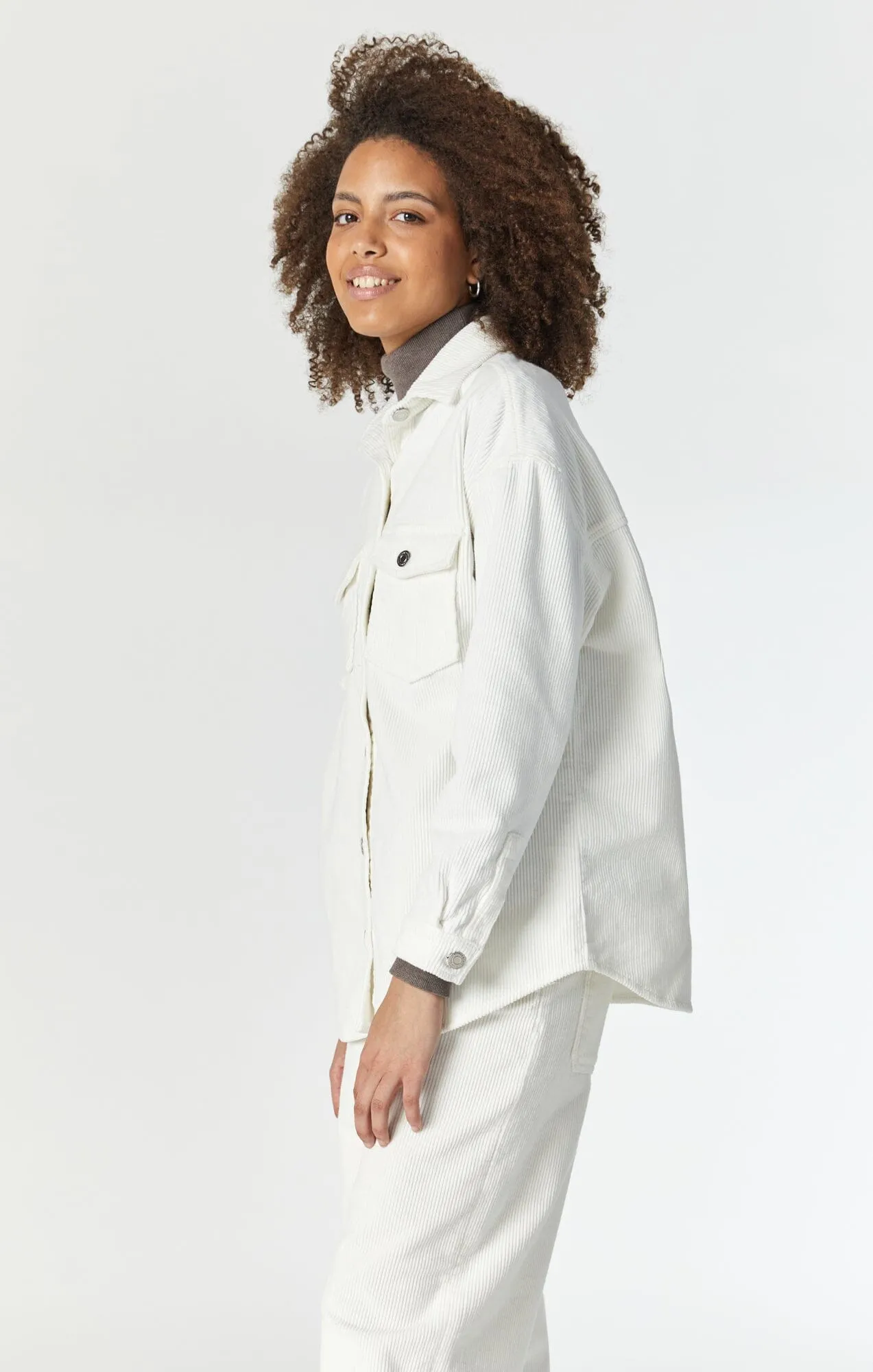 Fast Drying LIVIA OVERSIZED DENIM SHIRT IN OFF-WHITE CORD