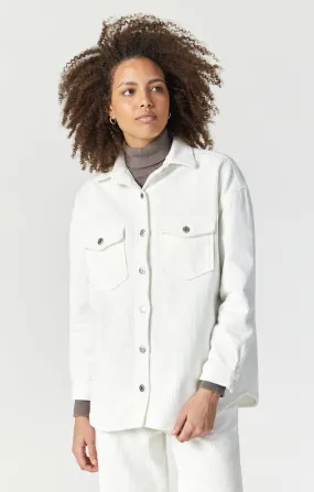 LIVIA OVERSIZED DENIM SHIRT IN OFF-WHITE CORD Festival Outfit