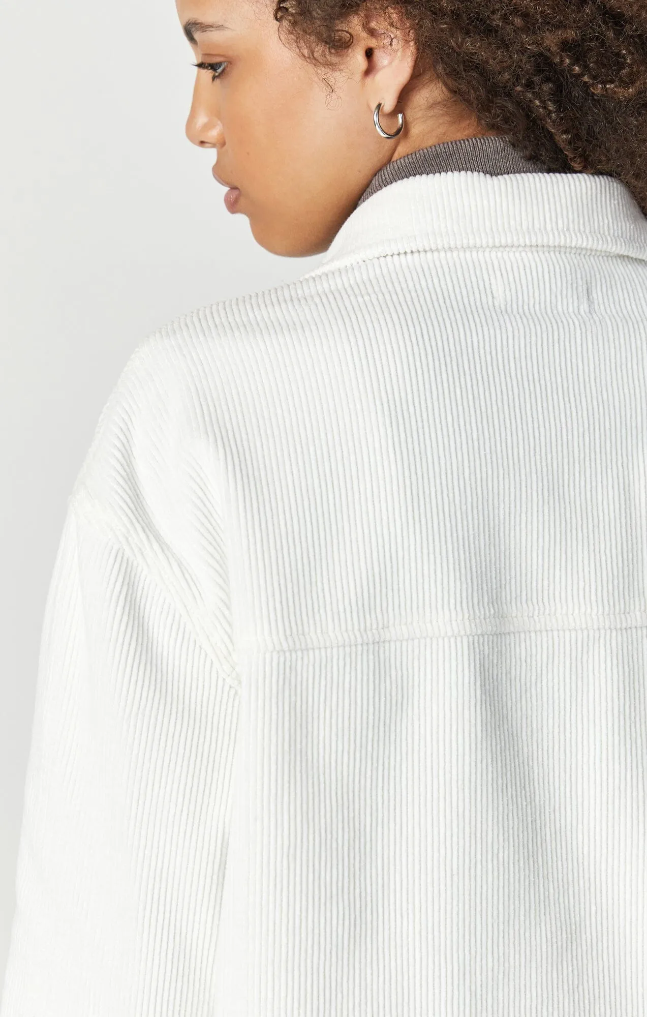 LIVIA OVERSIZED DENIM SHIRT IN OFF-WHITE CORD High-End Finish Comfort Wear