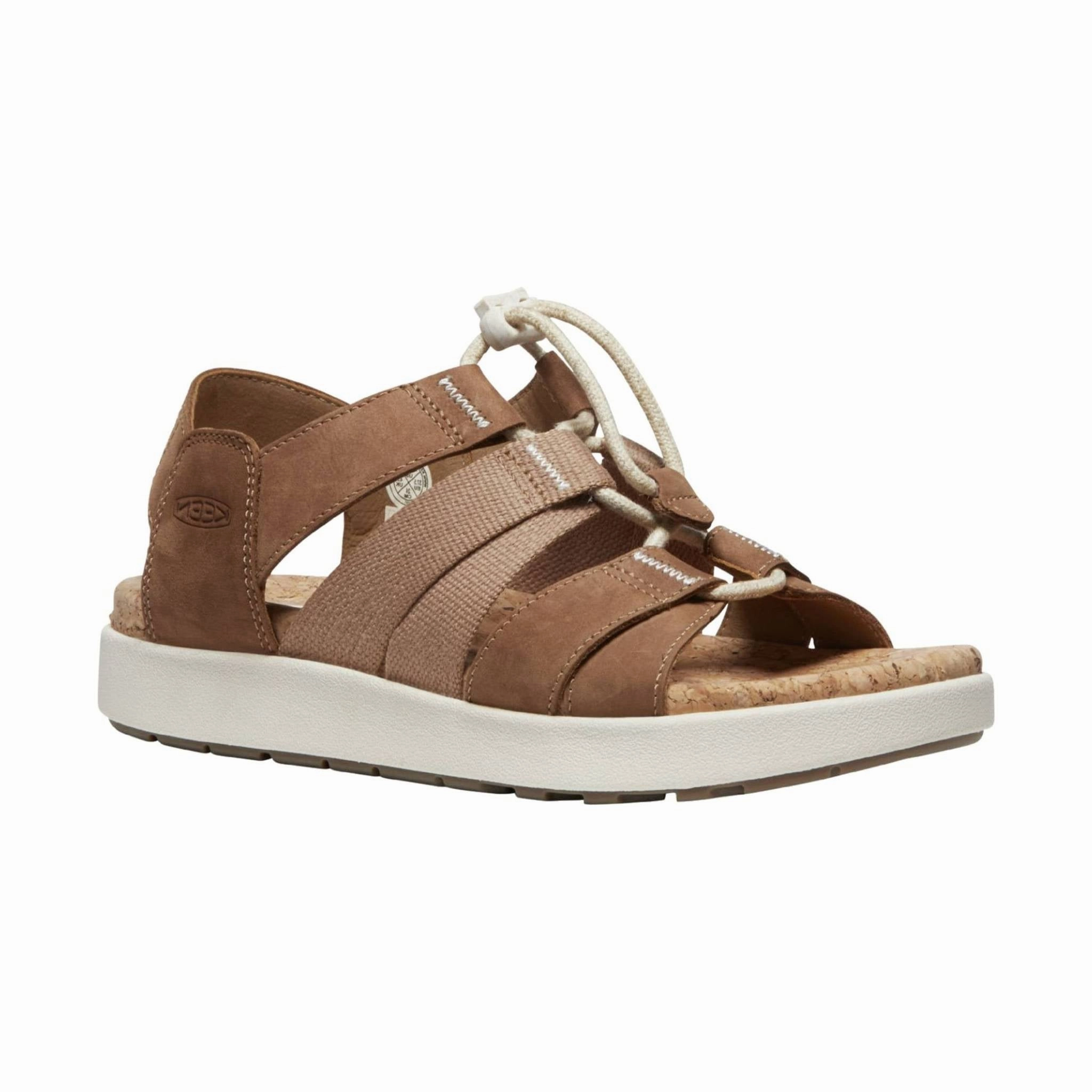 KEEN Women's Elle Mixed Strap Sandal - Toasted Coconut/Birch Soft Mesh