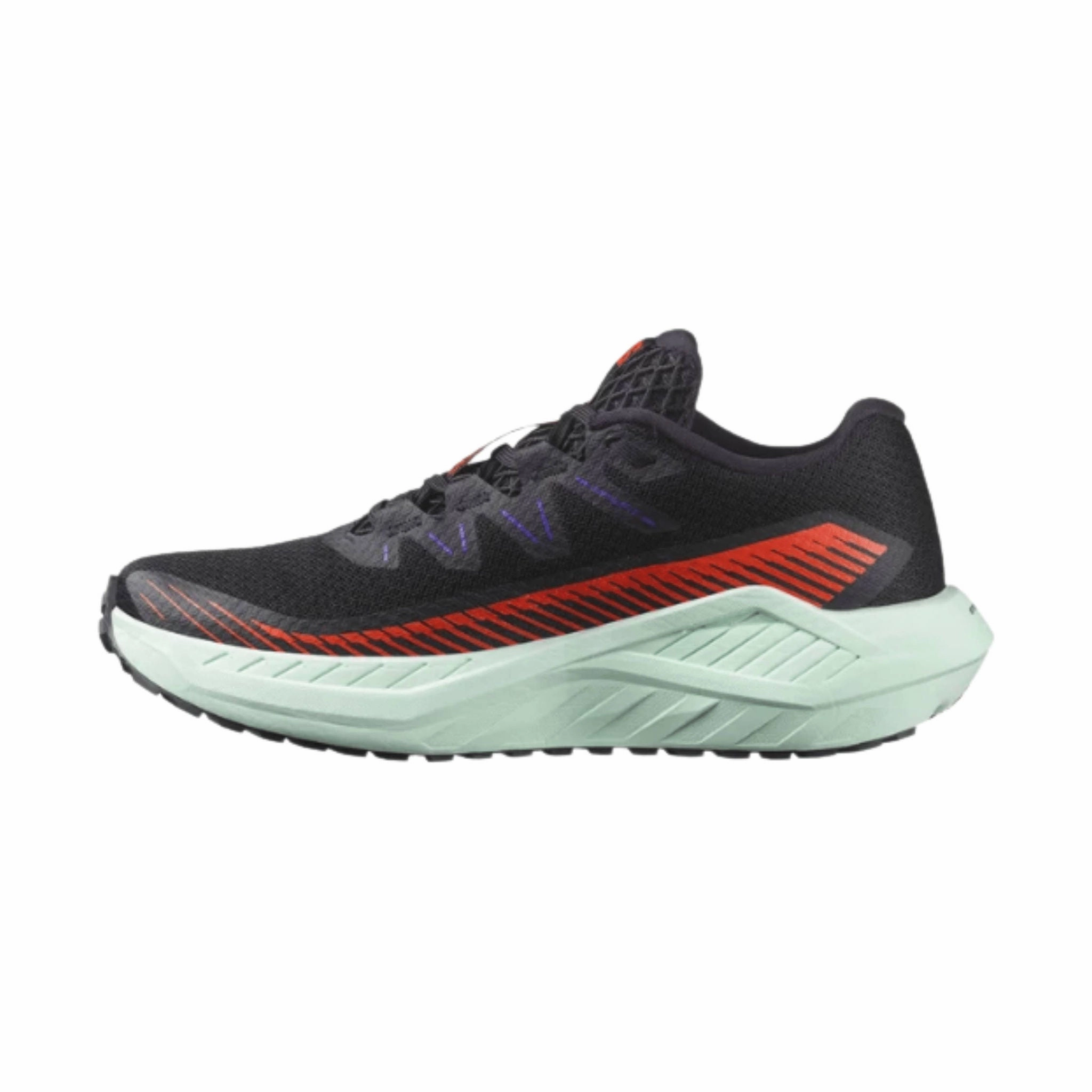 Rubber Traction Pods Comfortable Outsole Salomon Women's DRX Defy Gravel Road Running Shoes - Black/Cherry Tomato/ Bay