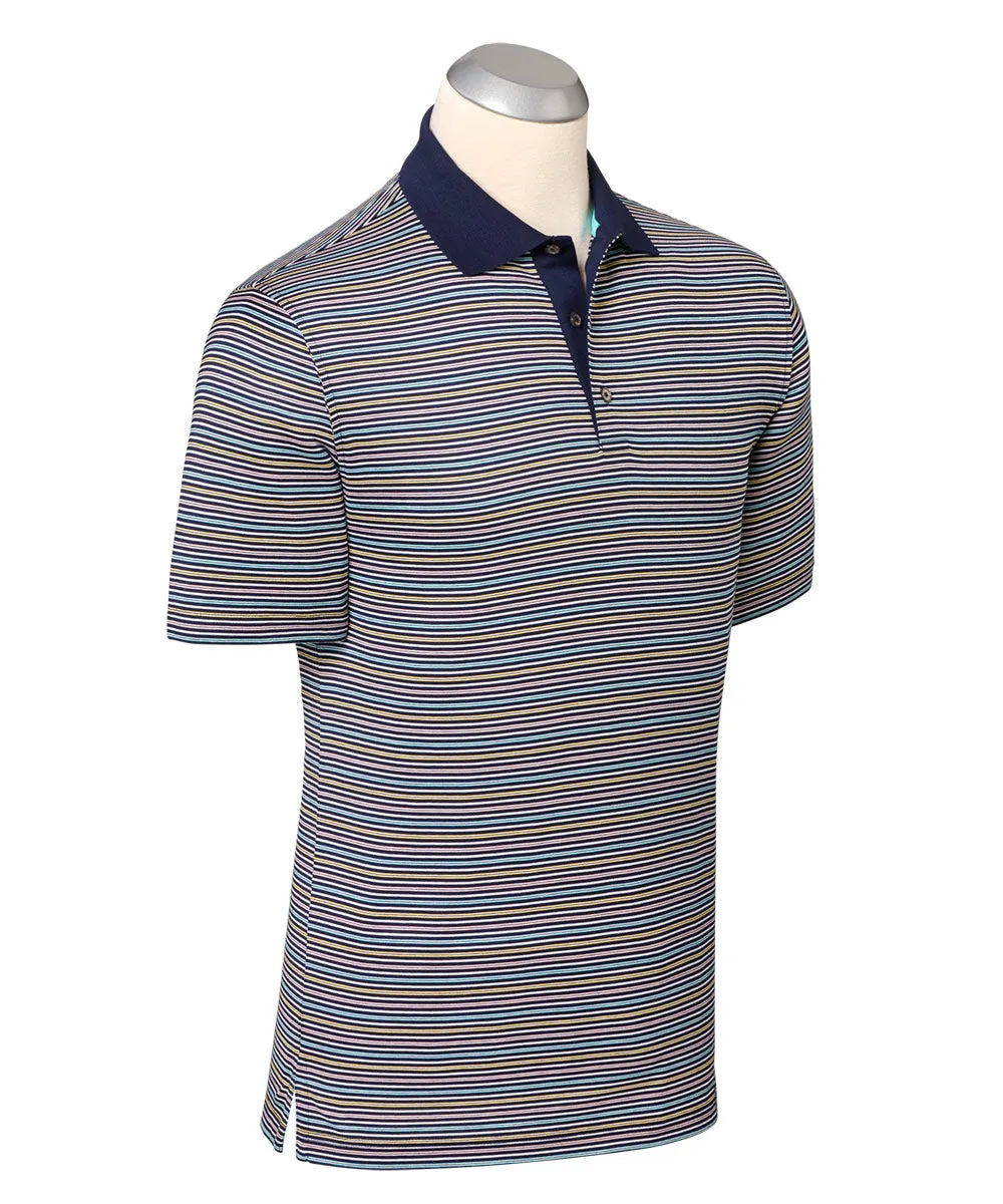 Classic Shirt Breathable Textile Bliss Luxe 100% Mercerized Cotton Stripe Polo Shirt